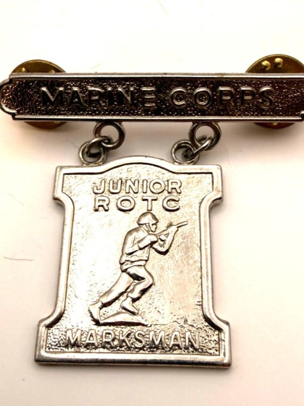 VTG Marine Corps JROTC Marksman Badge Medal Pin Silver Tone Military Award Insig